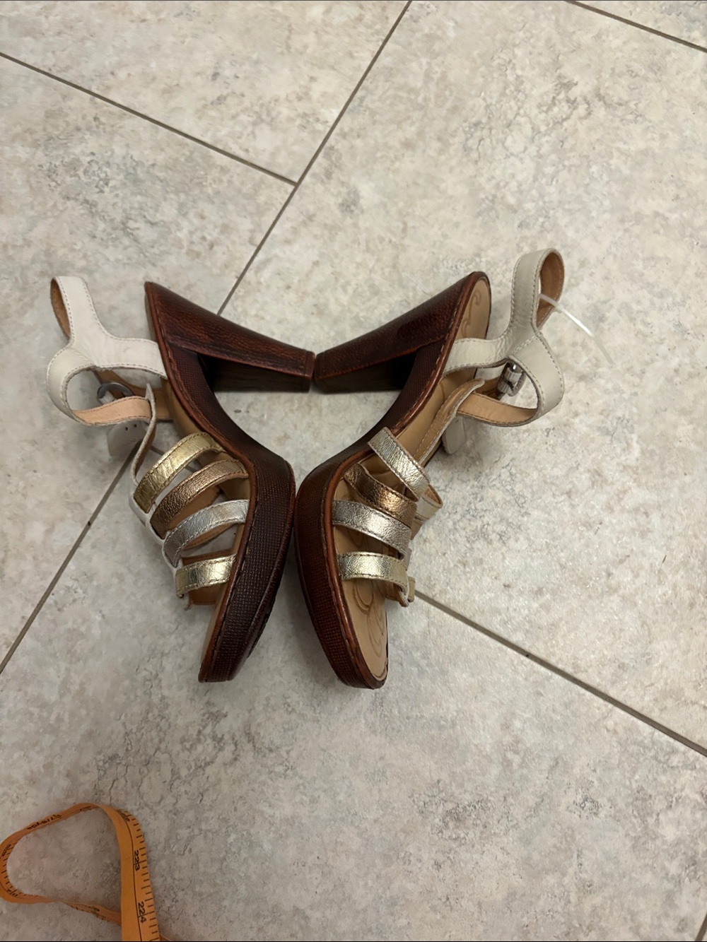 Born Women's Metallic Multi-strap Slingback Sandal in White and Gold - Picture 2 of 12